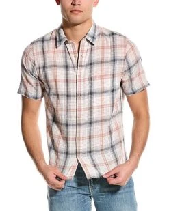 Vince Topanga Plaid Classic Fit Linen-Blend Shirt Men