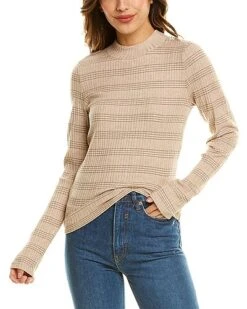 Vince Variegated Rib Striped Mock Neck Sweater Women