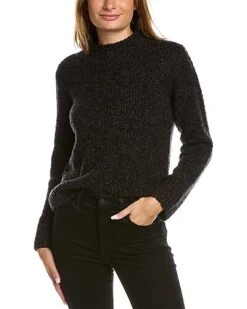 Vince Textured Mock Neck Wool, Cashmere & Silk-Blend Sweater Women