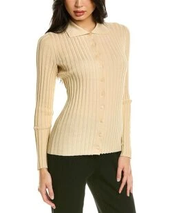Vince Ribbed Collar Top Women
