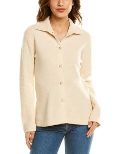 Vince Fitted Polo Wool & Cashmere-Blend Cardigan Women