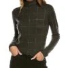 Vince Windowpane Plaid Turtleneck Cashmere Sweater Women