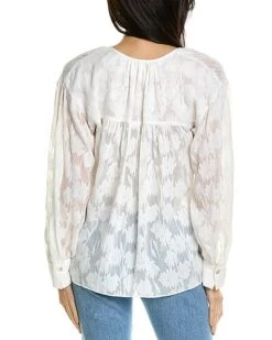 Vince Shirred Band Collar Silk Blouse Women -Vince 1411246670 RLLD 2