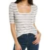 Vince Striped Elbow-Sleeve Top Women