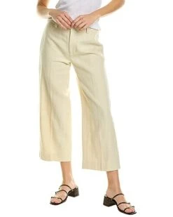 Vince Cropped Causal Linen-Blend Twill Pant Women