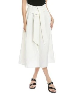 Front Page 47 Vince Belted Linen-Blend Skirt Women