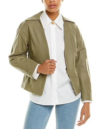 Vince Leather Cinched Shirt Jacket Women 3 Vince Leather Cinched Shirt Jacket Women