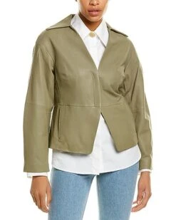 Vince Leather Cinched Shirt Jacket Women 8 Vince Leather Cinched Shirt Jacket Women -Vince 1411349605 RLLD 3