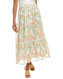 Vince Camuto Tiered Ruffled Verona Garden Maxi Skirt Women