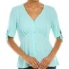 Vince Camuto Button Front V-Neck Blouse Women