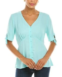 Vince Camuto Button Front V-Neck Blouse Women
