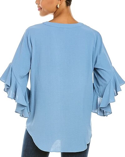 Vince Camuto Flutter Sleeve Henley Blouse Women 4 Vince Camuto Flutter Sleeve Henley Blouse Women - Image 2