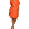 Vince Camuto Wrap Front Side Tie Mini Dress Women