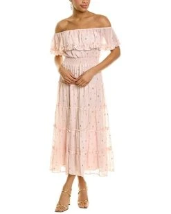 Vince Camuto Tiered Foil Maxi Dress Women