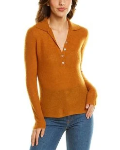 Vince Henley Polo Mohair & Wool-Blend Pullover Women