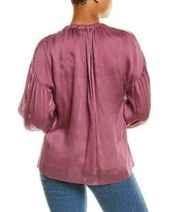 Vince Shirred Neck Silk Blouse Women -Vince 1411661397 RLLD 2