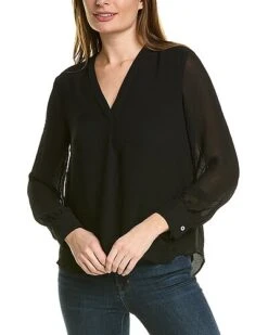 Vince Camuto -Neck Rumple Chiffon Blouse Women
