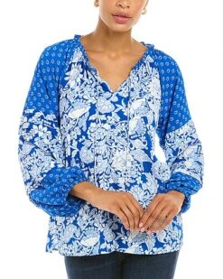 Vince Camuto Tropic Floral Peasant Blouse Women