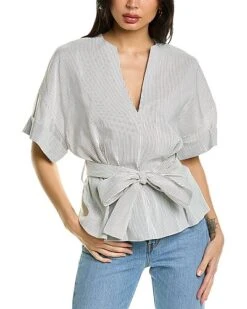 Vince Cuffed Linen-Blend Blouse Women