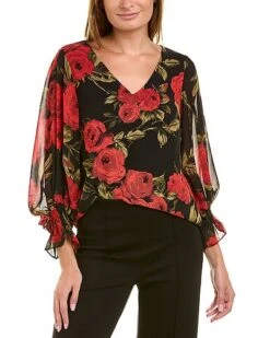 Vince Camuto Dark Floral Blouse Women