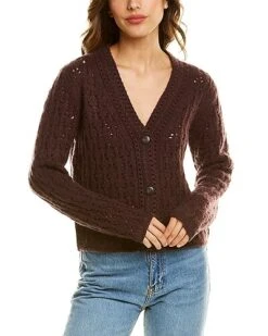 Vince Crochet Wool & Cashmere-Blend Cardigan Women