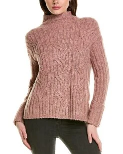 Vince Texture Cable Turtleneck Wool & Cashmere-Blend Sweater Women