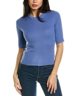 Vince Ribbed Elbow-Sleeve Top Women