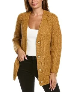 Vince Ribbed Pocket Alpaca & Wool-Blend Cardigan Women