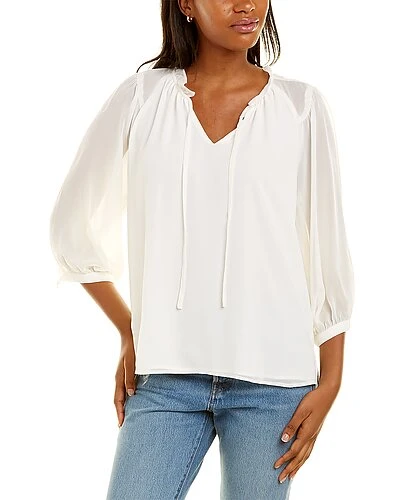 Vince Camuto Puff Sleeve Split Neck Top Women 3 Vince Camuto Puff Sleeve Split Neck Top Women