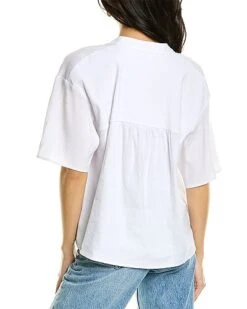 Vince Shirred Band Collar Linen-Blend Top Women -Vince 1411980757 RLLD 2